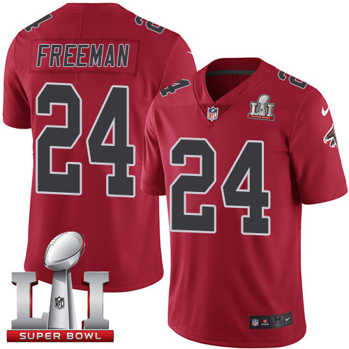 Nike Falcons #24 Devonta Freeman Red Super Bowl LI 51 Youth Stitched NFL Limited Rush Jersey - Click Image to Close